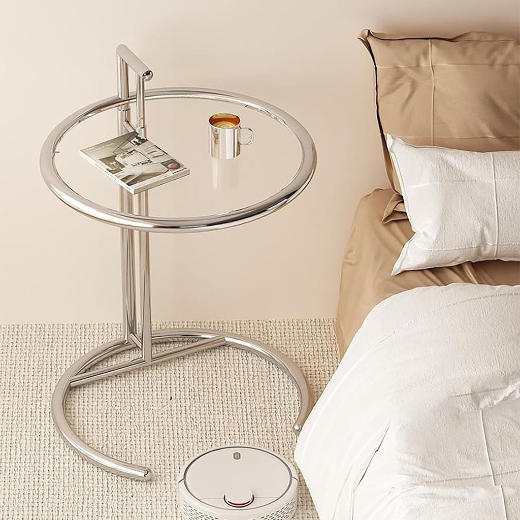 Round End Table, Side Table for Living Room, Small Spaces, Modern White Nightstand, Suitable for Bedroom, Living Room and Balcony(Clear)