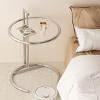 Round End Table, Side Table for Living Room, Small Spaces, Modern White Nightstand, Suitable for Bedroom, Living Room and Balcony(Clear)
