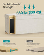 SONGMICS Storage Ottoman Bench with Legs, 43.3 Inches, 30 Gal. (112 L) | Bench with Legs, Velvet, for Living Room, Entryway, Cappuccino Beige and Ink Black, MELISA Collection ULSF0518W02