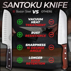 Santoku Knife 7 Inch – Ultra Sharp High Carbon Stainless Steel Kitchen Knife with Comfortable Grip, Ergonomic Handle, Gifts for Women and Men, Premium Cooking Knife with Gift Box