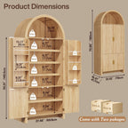 OFIKA 71" Arched Kitchen Pantry Cabinet, Fluted Wood Storage with 3 Shelves | 3 Adjustable Shelves & 6 Door Shelves, Modern Organizer for Kitchen & Bathroom, Natural Wood Finish, Sturdy Fluted Design