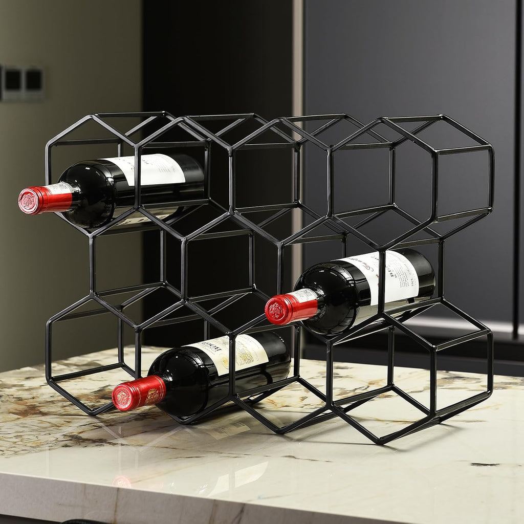 Countertop Wine Rack, 5.3 pounds, Heavier and More Stable Wine Storage Cabinet Shelf Wine Racks Countertop for Pantry,Kitchen,14 Bottles Wine Rack Black No Assembly Required