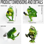 Funny Frog Sitting on Toilet, Green Frog Texting Toilet Decoration, Personalized Animal Resin Craft for Home, Office, Bathroom, Garden, Outdoor Gift