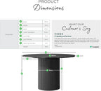Furniturebox UK Dining Table - 'Penrose' Black 120cm 4-6 Seat Round Wooden Pedestal Dining Table - Melamine Veneer - Slatted Wood Pillar Leg - Modern Scandi Japanese Style Dining Furniture (Black)