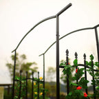 Steel Garden Arch with Gate, 6'8" High x 4'11" Wide, Garden Arbor for Various Climbing Plant, Outdoor Garden Lawn Backyard