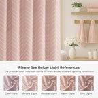 Extra Long Blush Pink Boho Shower Curtain Cute Shower Curtain Textured Tufted Chevron Striped Minimalist 72 x 96 Bathroom Shower Curtains