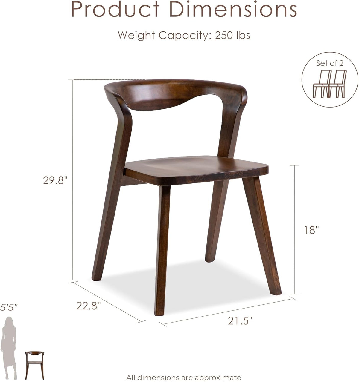Furniture of America Nazaen III Mid-Century Modern Solid Wood 5-Piece Live Edge Dining Set – 82.5" Brown Table with Upholstered Chairs for Home Kitchen, Dinette, Rich Walnut