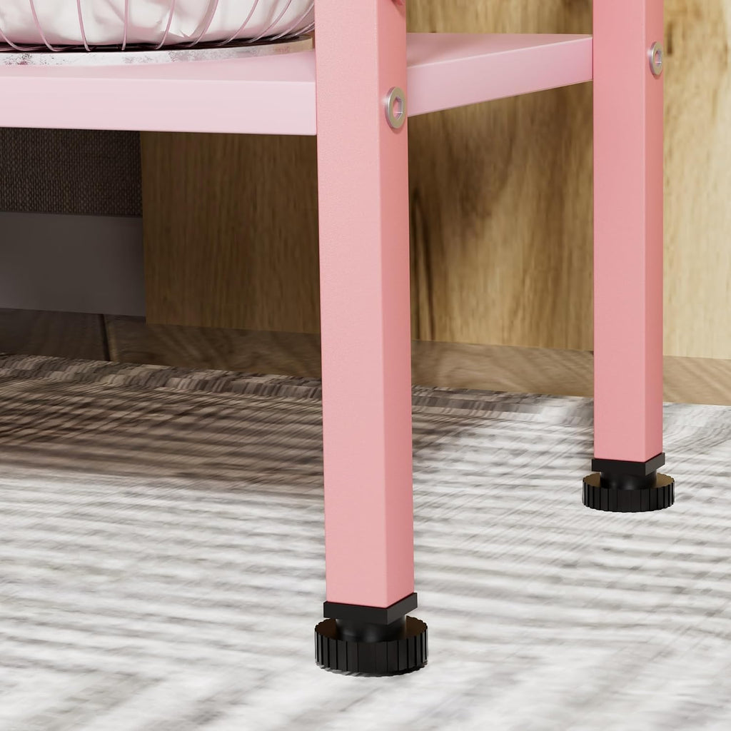 VECELO End Side Table Night Stand Set of 2,X-Design with Storage Shelf for Bedroom,Living Room,Pink