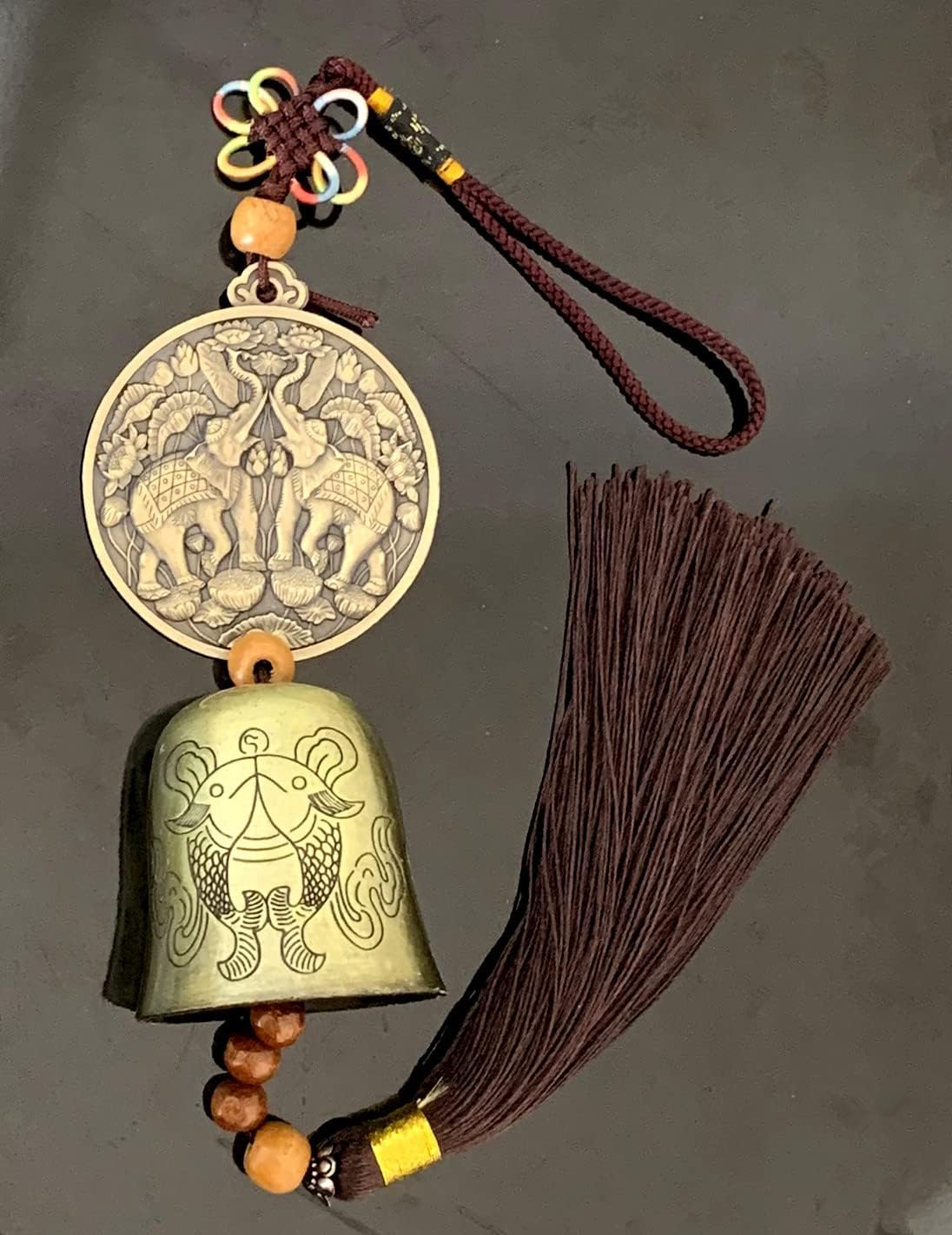 Traditional Lucky Feng Shui Wind Chime Bell Hanging Ornament Decoration for Protection Success Peace and Wealth (Elephant)