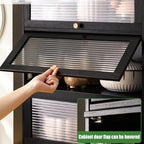 3 Tier Bamboo Kitchen Storage Shelf Countertop Cabinet Pantry, Kitchen Cabinet Spice Rack Shelf with Flip Up Doors Small Cupboard Food Pantry Cabinets