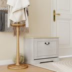 Antique Shoe Storage Bench Small Shoe Cabinet for Entryway, Hallway, Bedroom, with Flip Drawer & Adjustable Shelf, with Ventilation, MDF Wood, White, 23.6" L x 11.8" W x 17.7" H