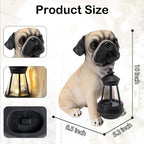 Afirst Solar Dog Garden Statue with Solar Lantern Outdoor Garden Pug Statues Figurines Lights Decorations for Patio Balcony Yard Ornament Outdoor Decor Gift