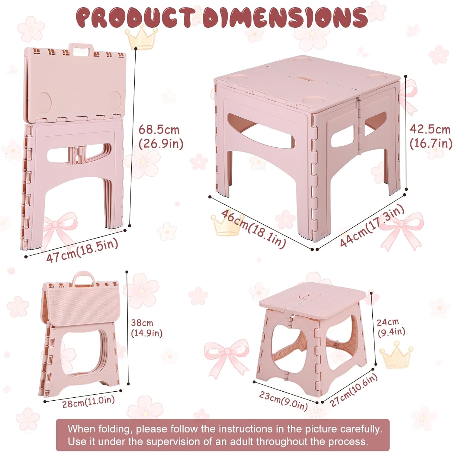 Kids Foldable Table and 2 Chairs Set, Portable Toddler Activity Table with Rounded Corners, PP Plastic Folding Picnic Set for Crafts, Snacks, Playroom, Patio, Indoor Outdoor Use