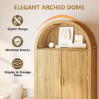 Arched Cabinet, 71" Tall Arched Kitchen Pantry Storage Cabinet with Doors, Modern Fluted Kitchen Storage Cabinet with Adjustable Shelves, Natural Cupboard for Kitchen, Dining Room, Bathroom