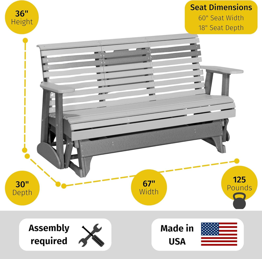 LuxCraft Plain Glider - 5' - Available in 14 Colors (Weatherwood)