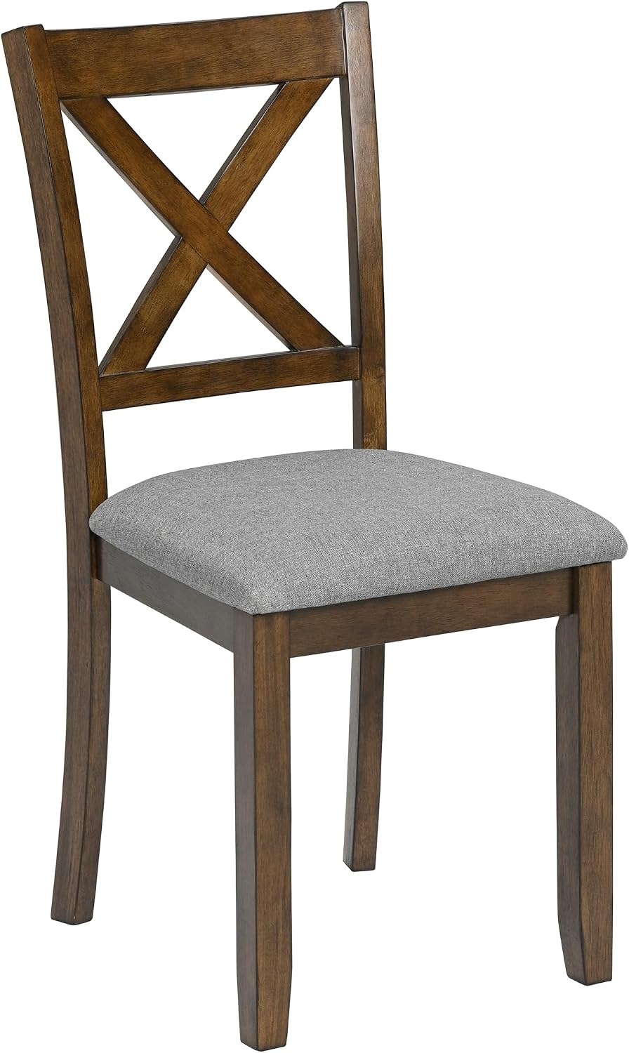 Ball & Cast Wood Frame Dining Chairs Set of 4, Modern Linen Upholstered Kitchen-Chairs with Padded Seat, 330lb Heavy Duty X-Backrest Side Chair for Dining Living Room, Easy Assembly, Walnut