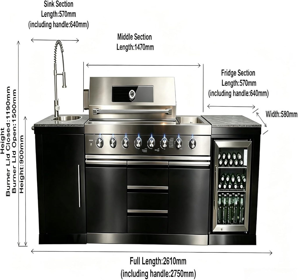 Outdoor Kitchen Cabinet, Outdoor Cooking Station Storage Island | Backyard Kitchen Island For Patio And Garden, Outdoor Kitchen Set With Cabinet Storage Design For Home Dining And Gatherings