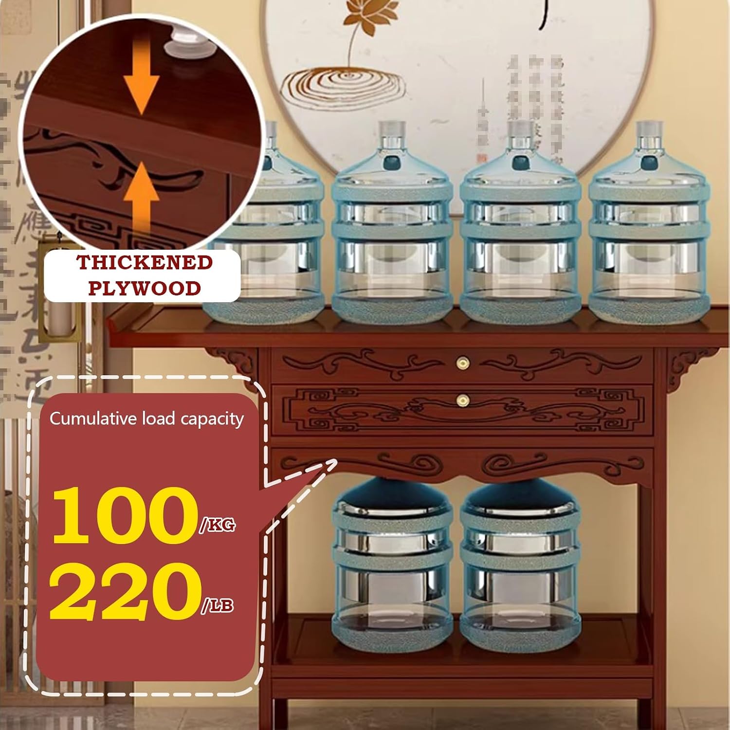 Chinese Meditation Buddhist Cabinet with Drawer Storage | Personal Shrine Stand Prayer Tables For Bedroom, Living Room, Office, Entryway(Walnut,120x33cm/47.2x12.9in)