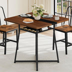 YATINEY Dining Table, 29.5'' Kitchen Table, Dining Room Table with Wine Rack, Versatile Small Dining Table, Easy Assembly, for Restaurant, Cafe, Apartment, Black and Walnut CZ02BH