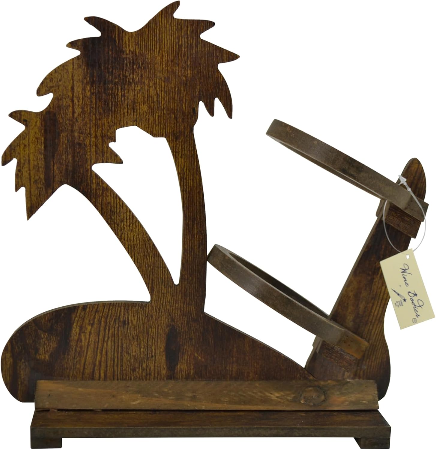 12" Brown Wooden Palm Tree Bottle Holder