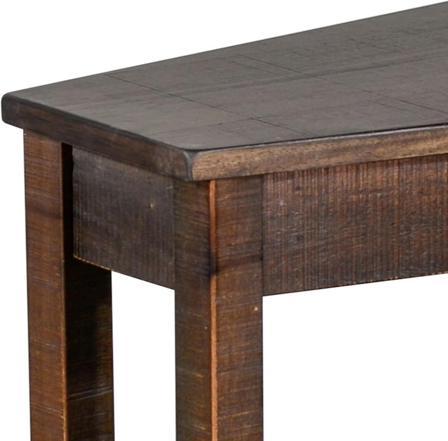 Benzara Flint Chairside Table with Shelf- 24 Inch Angled Dark Brown Mahogany