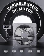 iLiving 12" Wall Mounted Shutter Exhaust Fan, Automatic Shutter, Temperature and Humidity Controls with Variable Speed, 960 CFM at 1600 RPM DC Motor