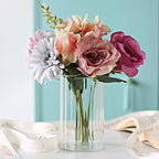 12Pcs Glass Cylinder vases for Centerpieces, 6 Inches Clear Ribbed Bud Vases for Wedding Decorations,Floral Vase Bulk Flower vases,Tall Glass Hurricane Candle Holder for Table Shelf, Party(Ribbed)