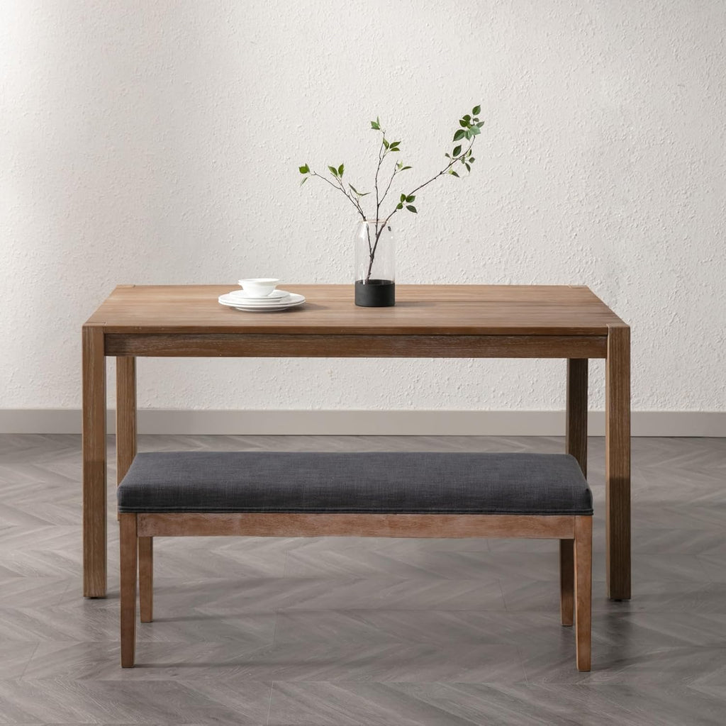 chairus Linen Upholstered Entryway Bench Dining Table Benches Farmhouse Shoe Bench Seat for Hallway Bedroom End of Bed Vintage 45.5" Wooden Leg Benches for Kitchen Restaurant Window, Charcoal