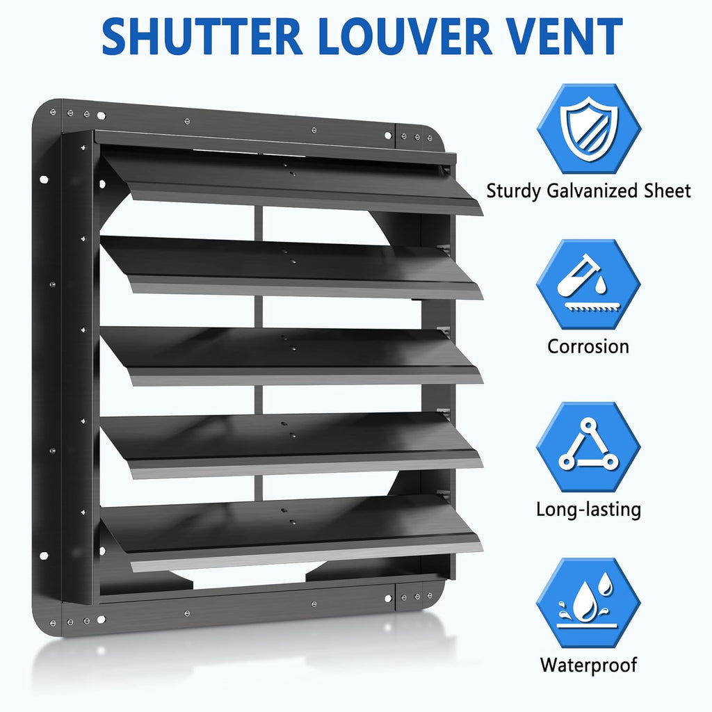 20 Inch Galvanized Sheet Spraying Automatic Exhaust Shutter Louver Vent (No Fan Blades and Motor) for Home Attics, Workshops, Barn, Greenhouse