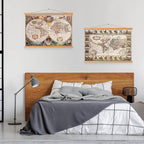 Magnetic Poster Hanger, 37x28 37x40 37x25 Poster Frame Wood Wooden Magnet Print Posters Dowel Scroll Hanger Hangers Hanging Kit for Walls Map Canvas Artwork (Teak Wood, 37")