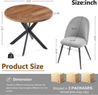 Homedot Dining Table Set for 4, Modern Mid-Century Compact Kitchen Table with Chairs Set, 37-in Round Breakfast Nook Dinner Table Set with Upholstered Dining Side Chairs for Dining Room, Grey