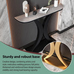 Modern Console Table with Geometric Metal Legs,Narrow Living Room Entryway Table,with 0.71" Thick Marble Tabletop,for Living Room, Foyer and Hallway,for Small Spaces(D,100cm/39.4in)
