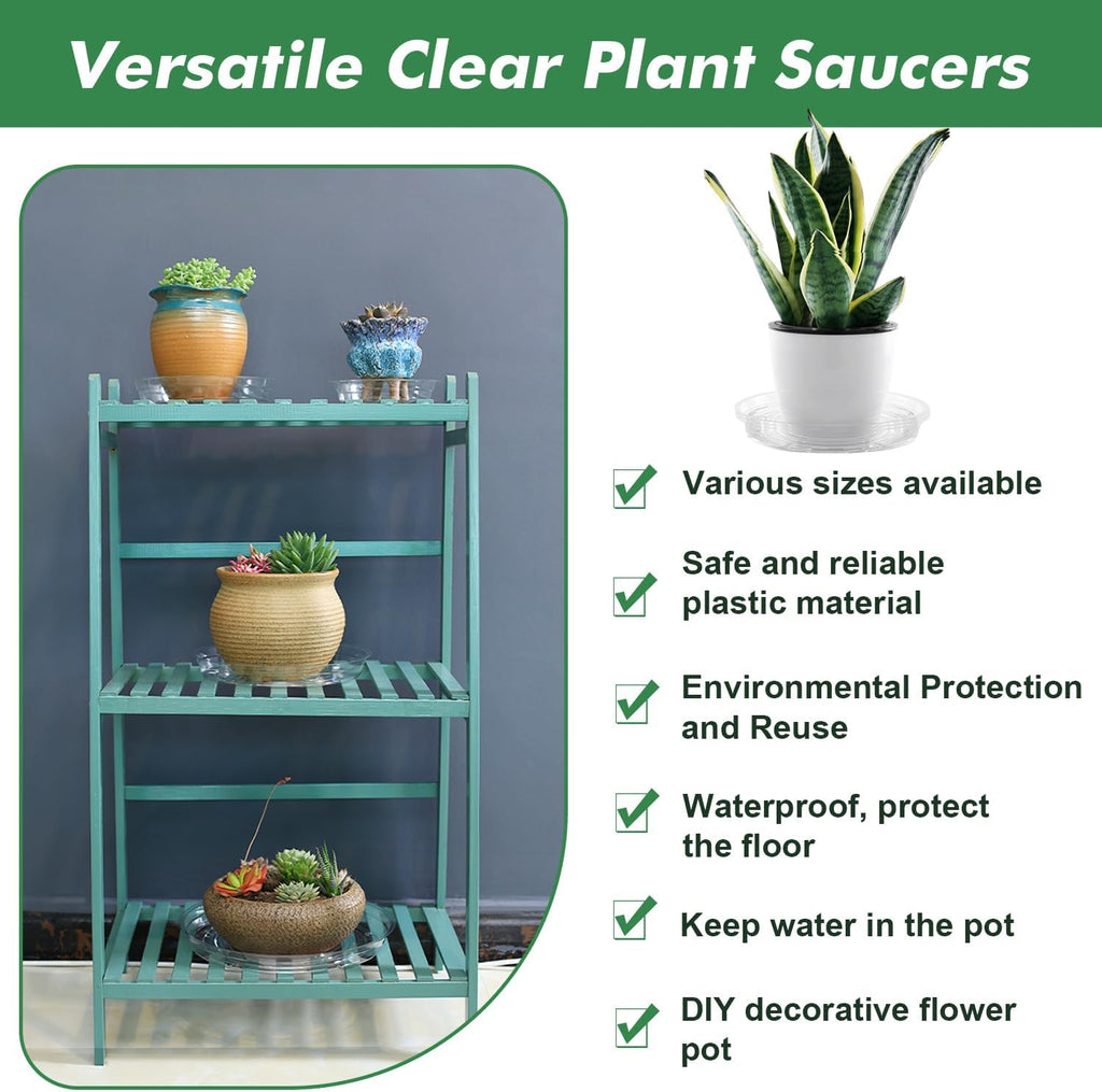 40 Pack 10 Inch Plant Saucer Clear Plant Saucers for Outdoors Plants Drip Trays, Large Pot Saucer No Holes Pot Saucers Planter Trays for Outdoor Plants Bulk Plastic Tray for Flower Pots, Snack Storage