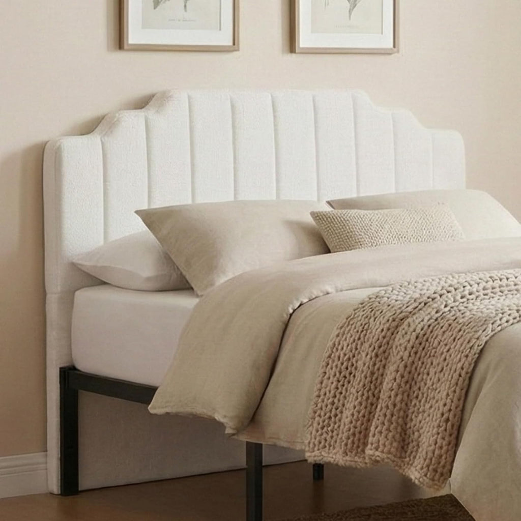 Queen Headboard, Beige Upholstered Headboard for Bed, No Assembly