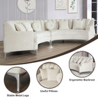 Legend Vansen Semicircle Modular Curved Velvet Sectional Sofa,141.34”Oversized Arc Sofa,Modern Cloud-Like Deep Seat Couch for Living Room Apartment Office Conference Space (2, Cream)