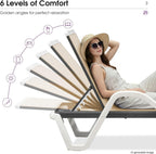 PURPLE LEAF Outdoor Chaise Lounge Set of 2 w/Armrest for Poolside, Khaki | Recline in 5 Positions, Lounge Freely with 400 lbs Support, Enjoy All-Day Cooling & Quick-Dry Comfort