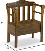Peaceful Classics Bench with Storage - Small Wooden Storage Bench for Entryway, Hallway, Mudroom, Farmhouse, Bedroom, & Living Room, Amish Handmade Furniture Storage Organizer, Special Walnut