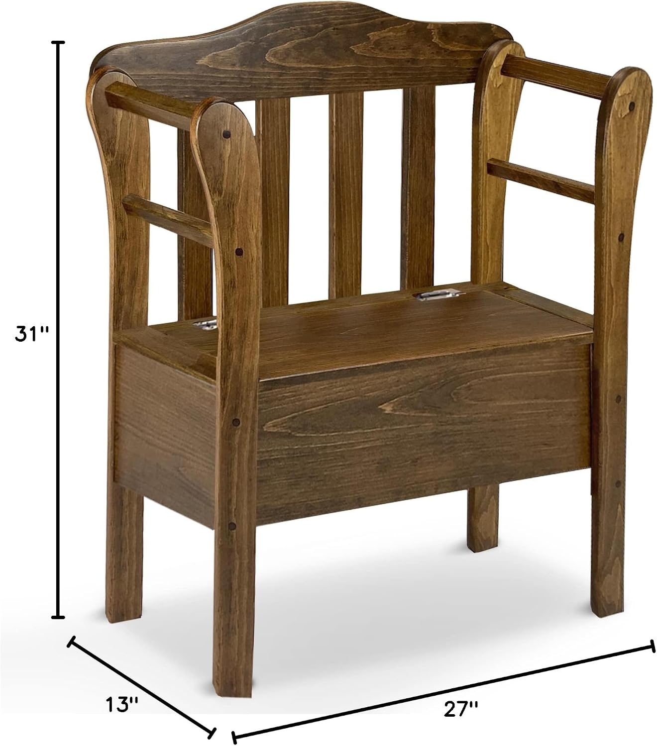 Peaceful Classics Bench with Storage - Small Wooden Storage Bench for Entryway, Hallway, Mudroom, Farmhouse, Bedroom, & Living Room, Amish Handmade Furniture Storage Organizer, Special Walnut
