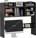 37" Black Desk Hutch Dorm Top Only with Sheves Felt Board for College