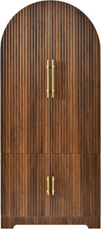 72" Tall Arched Kitchen Pantry Cabinet with Fluted Doors & 8 Shelves, Brown | Storage Cabinet with 3 Adjustable Shelves & Hidden Drawer, Versatile Cupboard for Kitchen, Dining Room