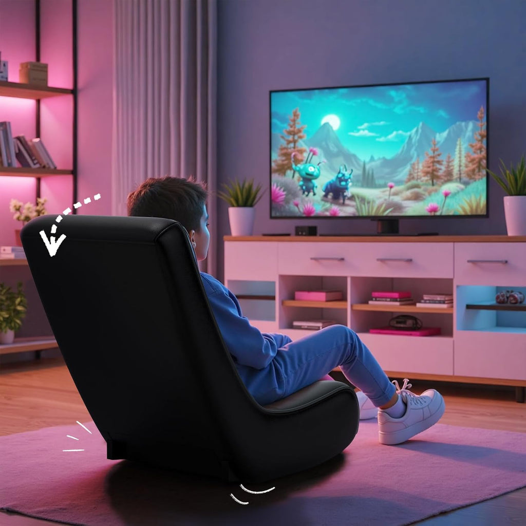 GTPLAYER Floor Rocker Gaming Chair – Adjustable Angle Limiter, Ultra Lightweight Ergonomic Floor Rocking Game Seat for Gaming and Lounging, Black