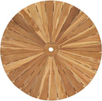 Round Solid Teak Folding Table with Water-Based Finish, 43.31 x 29.53 in, Slatted Top for Drainage, Umbrella Hole, Seats Four for Garden Patio