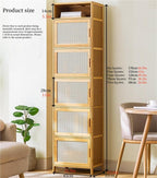 Narrow Kitchen Pantry Cabinet with Doors Storage Rack for Spices Free Standing Organizer Bamboo Storage Cabinet for Small Space Kitchen(43cm*32cm*97cm)