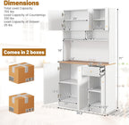 71" Tall Kitchen Hutch, Modern Pantry Storage Cabinet with Power Outlets, Microwave Shelf, Adjustable Shelves, Freestanding Buffet Cupboard for Dining Room