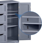 Yaheetech Bathroom Floor Cabinet, Freestanding Storage Organizer Unit Kitchen Cupboard W/ 4 Drawers & Adjustable Shelves, Using for Kitchen/Bathroom, Gray