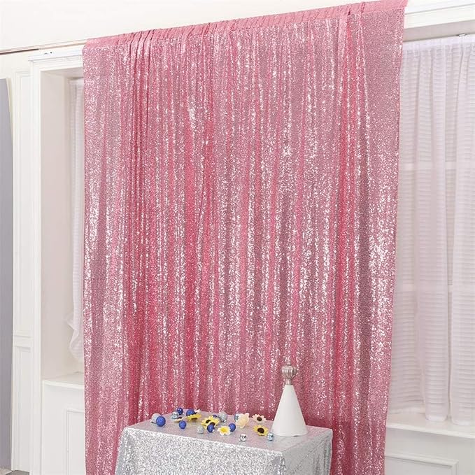 Eternal Beauty Fuchsia Pink Sequin Backdrop, 20x10 Ft Glitter Background Curtains for Shimmer Photography Party Wedding Birthday Back Drop Decor