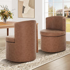 Faux Leather Rolling Dining Chairs with Casters Set of 2, Modern Upholstered Kitchen & Dining Room Comfortable Decorative Chairs, for Bedroom Reading Room Living, Dark Brown