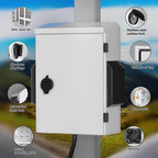Outdoor Electrical Box with Thermostat and Fan, Cold-Rolled Steel Plate, Aluminum Alloy Back Beam, One-Piece Ventilation Design, IP65 Waterproof, Wall/Pole Mounted. (17.7" x 13.8" x 8")