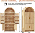PRETZI Fluted Arched Cabinet with Doors, 71" Tall Kitchen Pantry Storage Cabinet with Adjustable Shelves and 6 Door Shelves, Freestanding Morden Organizer for Kitchen, Living Room, Natural Wood