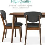 Best Choice Products 5-Piece Dining Set, Compact Mid-Century Modern Table & Chair Set for Home, Apartment w/ 4 Chairs, Padded Seats & Backrests, Wooden Frame - Walnut/Charcoal
